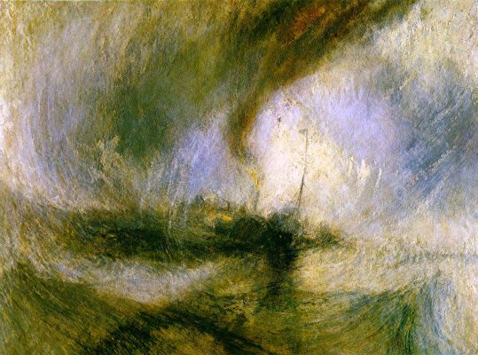 If Lessig is Monet then Stallman is Turner. JMW Turner's abstract painting Snowstorm.