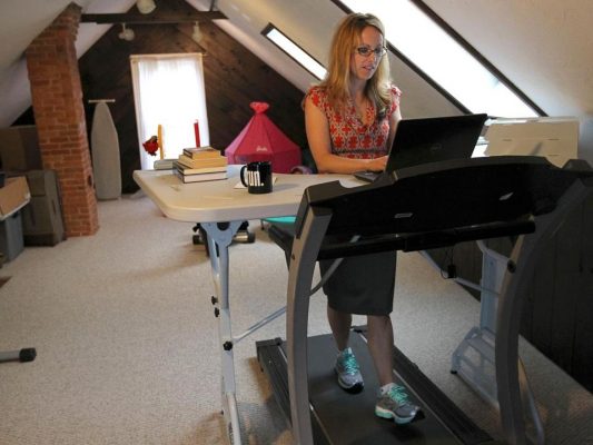 photo of Sherry Pagoto working at her treadmill desk